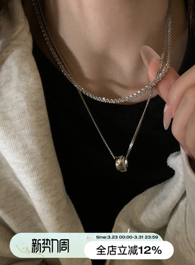 秋冬双层毛衣链简约圆环项链