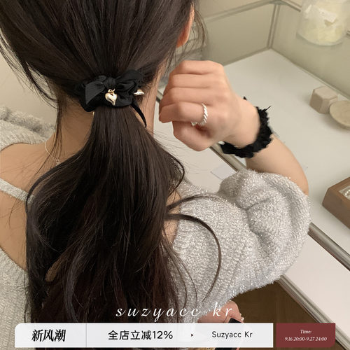 爱心吊坠蝴蝶结发圈甜美
