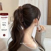 suzyacc kr毛绒蝴蝶结香蕉夹大号女甜美复古小众百搭高级感马尾夹