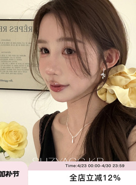 suzyacc kr春日明媚黄色发圈早春简约温柔小众大肠圈超出片头花女