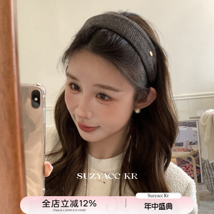 【藤姐同款 】suzyacc kr松弛感纯色布艺金标宽边发箍老钱风头箍