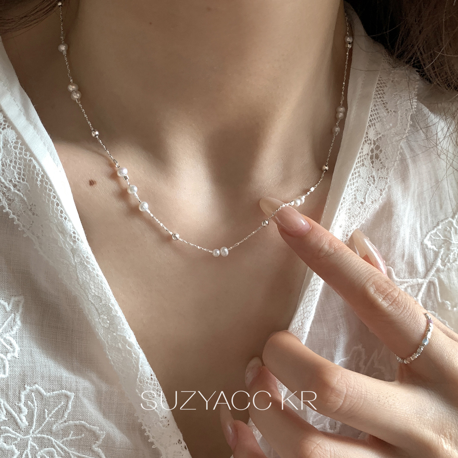 suzyacc kr纯银满天星珍珠项链2026新款ins风简约百搭小众锁骨链