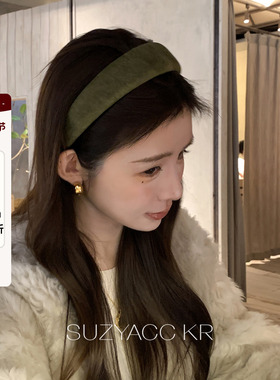 【新品限时2件88折】1.14 20点超显白绿色绒面宽发箍