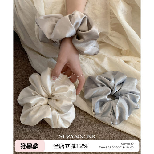 suzyacc kr缎面光泽感大号发圈女低马尾皮筋法式简约高级大肠圈