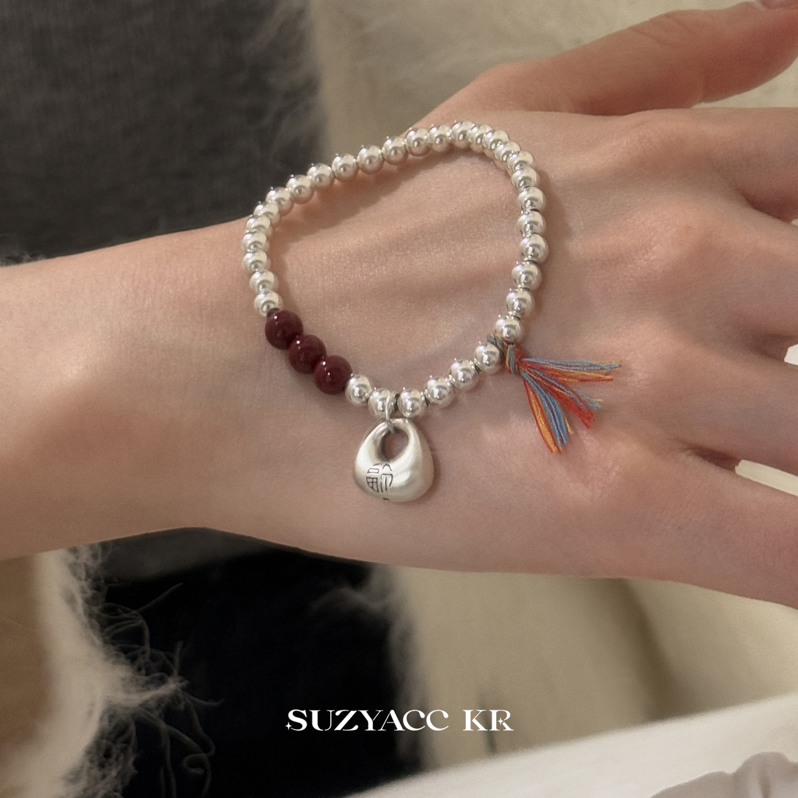 suzyacc kr银坨坨小胖福纯银手串女2025新ins小众高级感串珠手饰