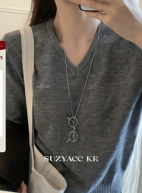 suzyacc kr小众设计感极简眼镜毛衣链独特个性高级百搭通勤长项链