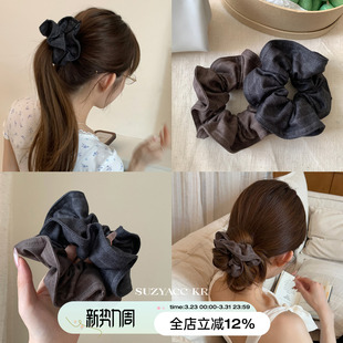 suzyacc kr复古磨毛条纹发圈早秋加厚高级感大肠圈百搭小众头花女