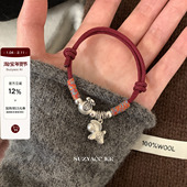 suzyacc kr足银999木马红绳手链本命年轻奢小众百搭高级感手饰女