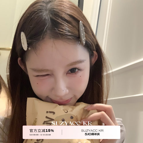 suzyacc kr亚克力波点刘海夹女2025新款小众复古ins高级鸭嘴发夹