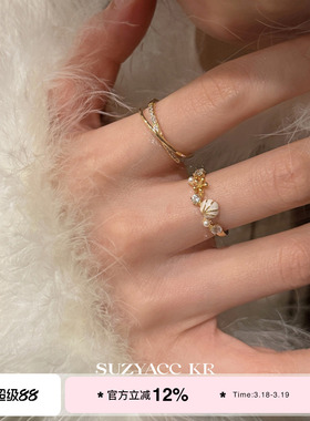 suzyacc kr小众设计百搭合成锆石戒指轻奢气质高级食指戒高级指环