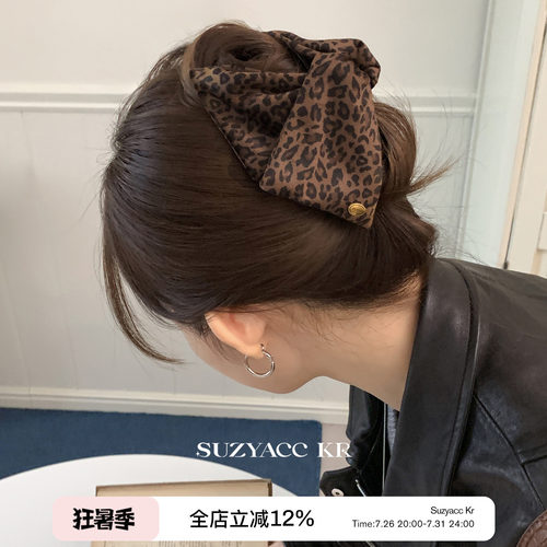 suzyacc kr通勤个性小众豹纹绒面三角抓夹气质小众设计感盘发发夹