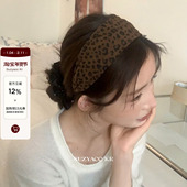 suzyacc kr慵懒布艺豹纹发箍气质简约小众个性 洗脸头箍宽边发饰女