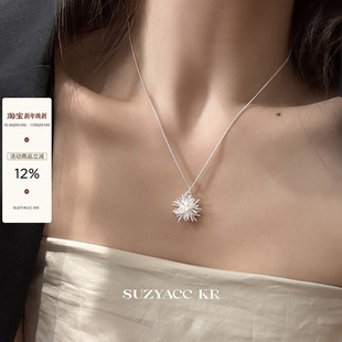 suzyacc kr重工纯银烟花长项链小众设计感叠戴毛衣链简约百搭颈链