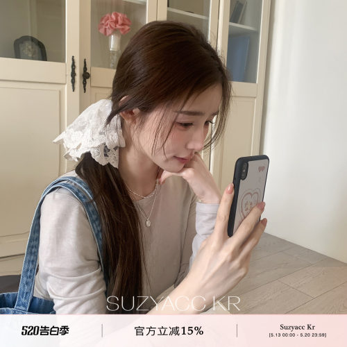 suzyacc kr纯欲高级感大号刺绣花边蕾丝发圈法式复古精致头花皮筋
