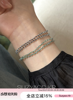 suzyacc kr小众设计手工编织串珠手链女复古简约精致叠戴百搭手绳