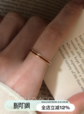 suayacc kr红色滴釉素圈戒指开口显白过年氛围感食指戒高级指环女