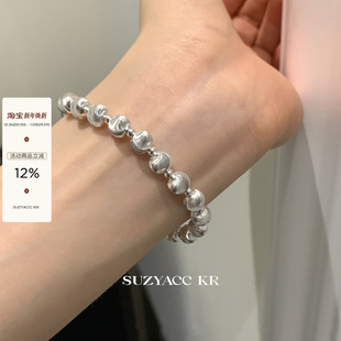 suzyacc 简约小众设计手饰 kr纯银镭射猫眼珠手链弹力绳2024年新款