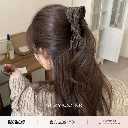 suzyacc kr甜酷个性豹纹蝴蝶结香蕉夹百搭小众设计感后脑勺发夹