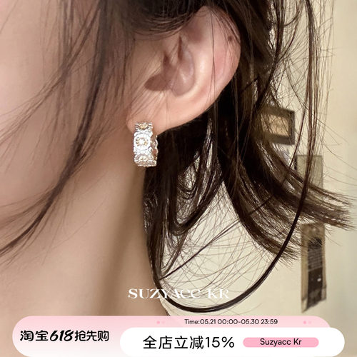 suzyacc kr老钱风小雏菊耳环重工耳饰2025新款爆款高级感气质耳饰