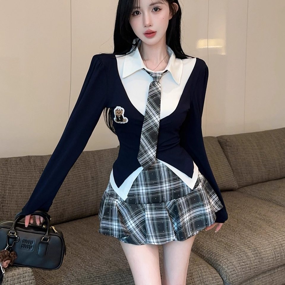 秋季学院风jk制服甜辣妹修身上衣