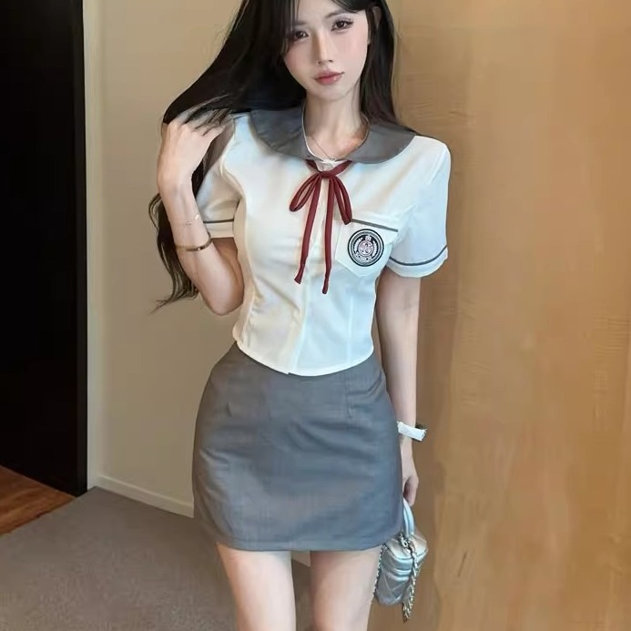 韩系清纯学院风jk制服甜辣妹衬衫