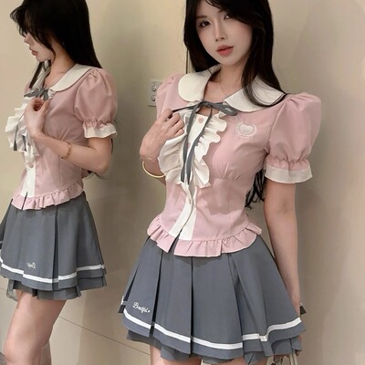 夏季学院风JK制服时尚甜美衬衣女
