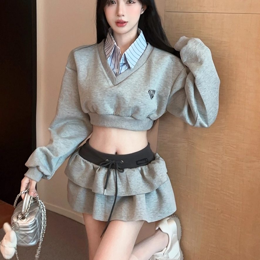 韩系纯欲学院风jk制服显瘦卫衣女