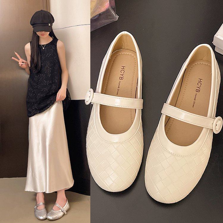 2026春季新款平底玛丽珍鞋女白色一字带网红浅口单鞋通勤风小皮鞋,女鞋,浅口单鞋,淘宝优惠券,粉丝福利购,淘宝优惠卷