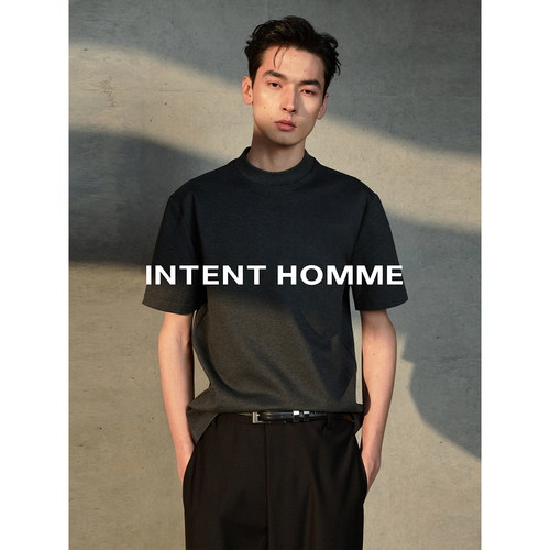 INTENT 270G口粮款奢级有机棉尼龙混纺合身正肩圆领短袖T恤