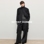 INTENT 柏林大衣 澳洲顺绒70%羊毛天丝混纺1200G垫肩外套冬加厚