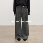 可水洗色织面料秋冬A型直筒宽松阔腿长裤 INTENT 刀锋四褶西裤