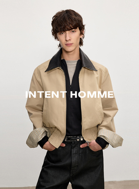 INTENT 英国马场格皮领夹克/可拆卸真皮领多穿法短宽翻领休闲外套