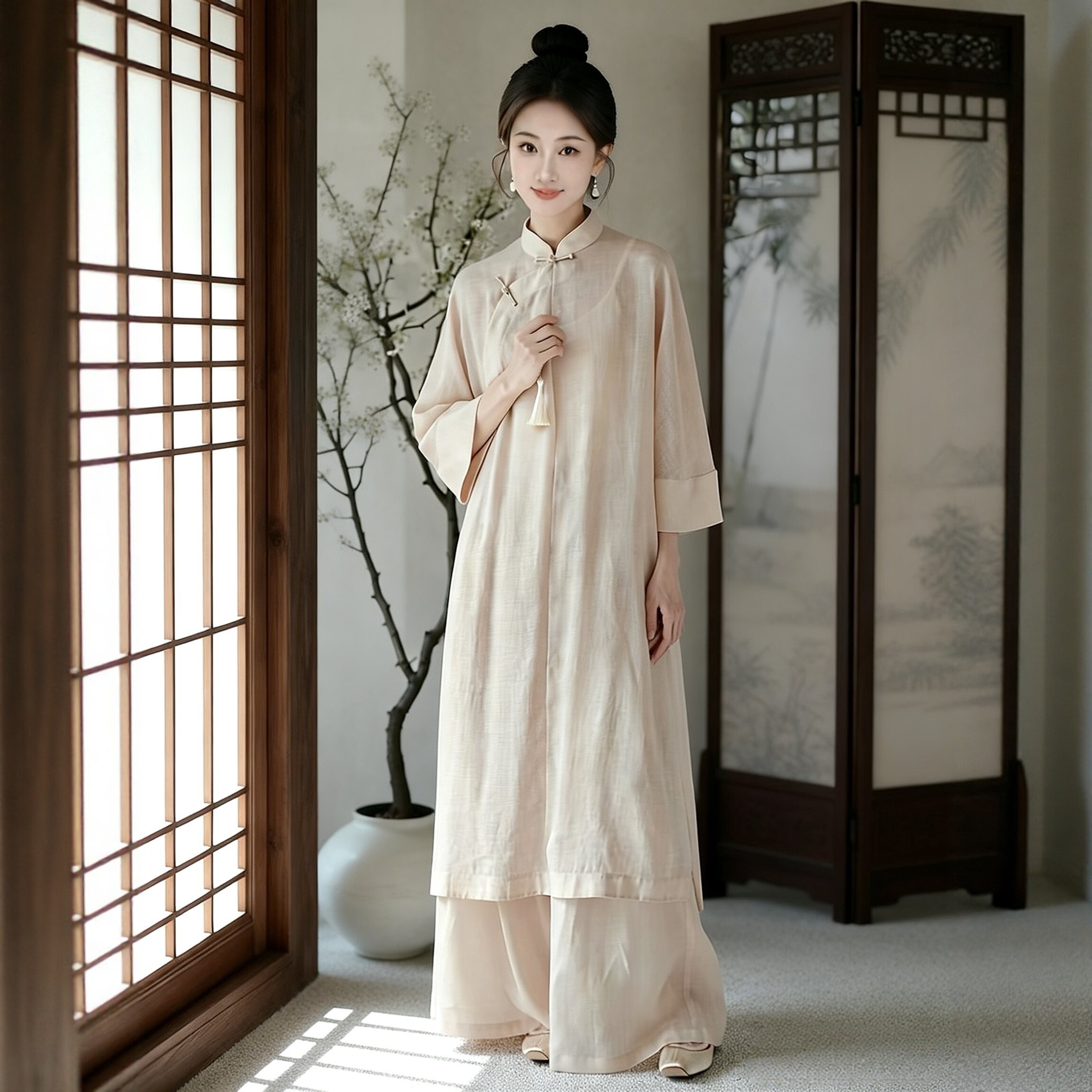 春夏新中式禅意茶服女套装