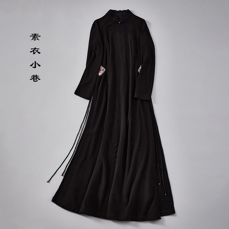 改良旗袍国风复古修身高腰连衣裙
