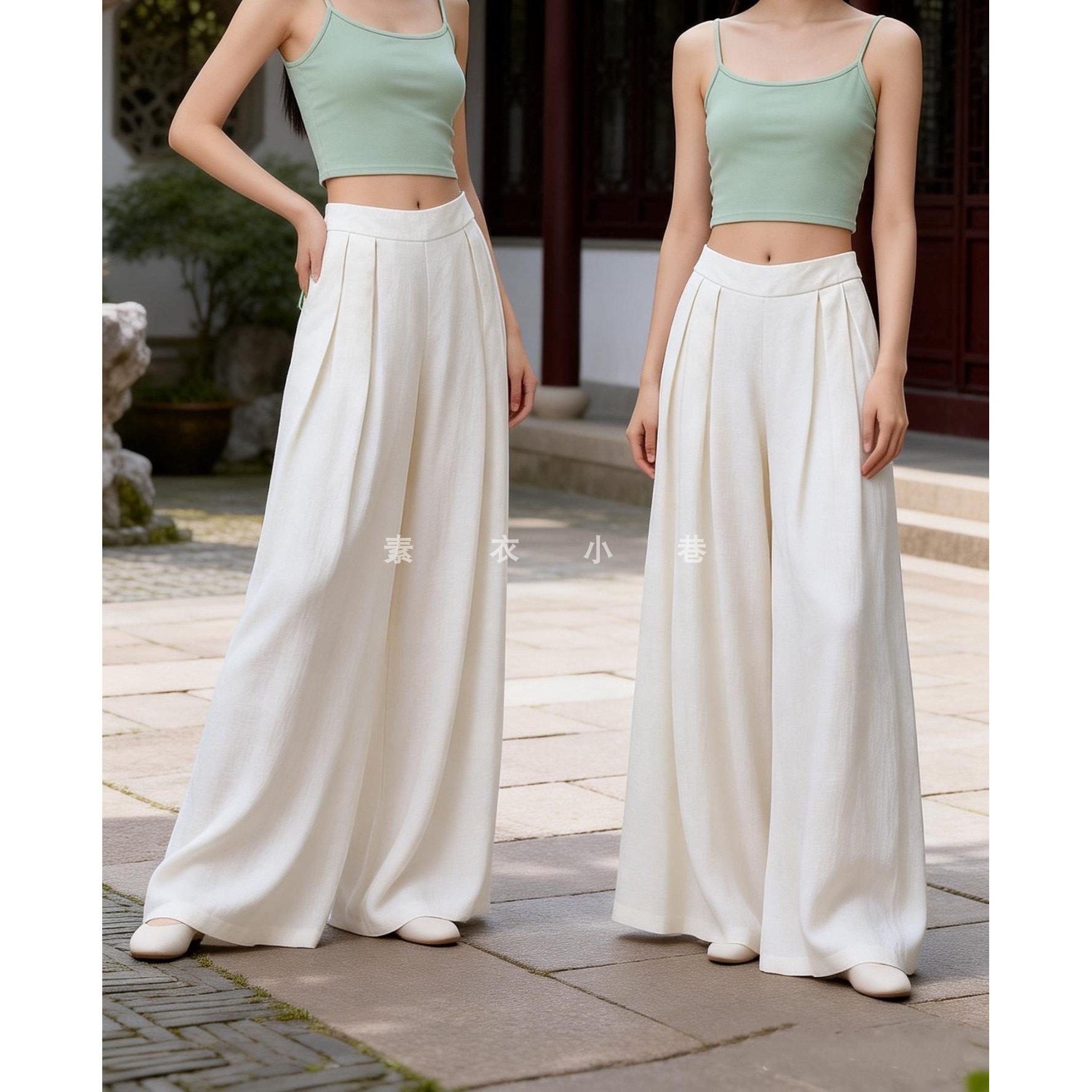 夏季新款天丝亚麻阔腿裤女高腰冰丝垂感显瘦宽松休闲裤薄款山本裤