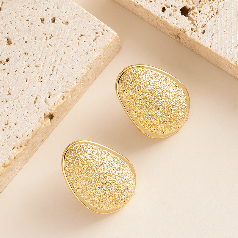 韩版时尚简约仙女风磨砂水滴形耳钉耳环轻奢气质感银针耳饰女