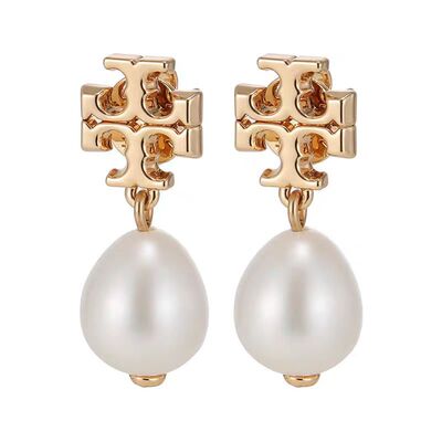 欧美新款tb天然珍珠耳钉简约经典百搭巴洛克天然秋冬感耳饰