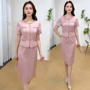 高端妈妈装2026新款拼接连衣裙时尚喜婆婆结婚宴会装夏季轻奢礼服