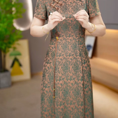 新款妈妈修身显瘦中长款A字裙潮