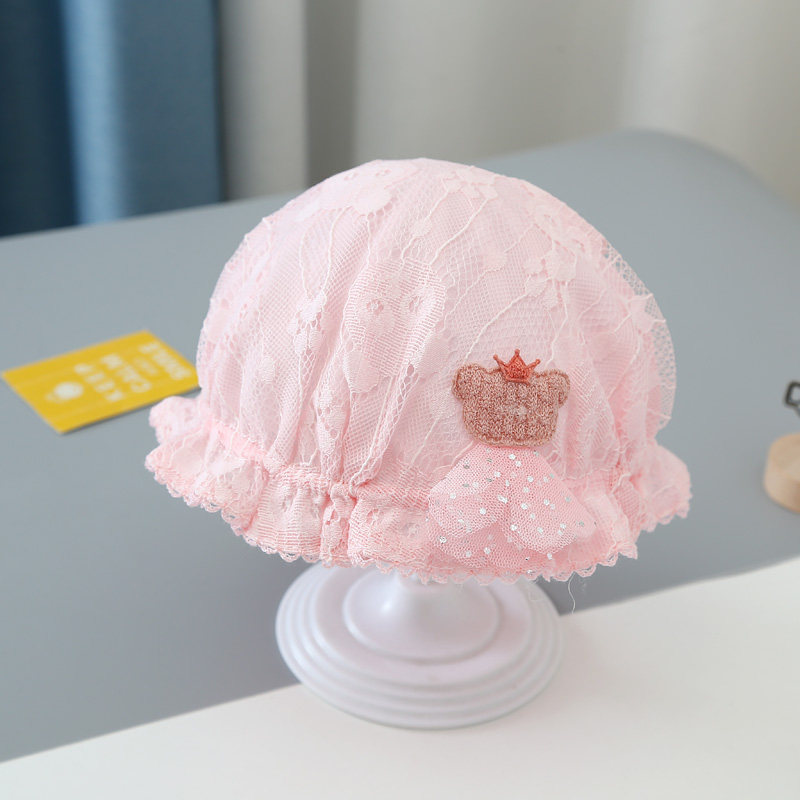 婴儿帽子春夏薄款0-6个月女宝宝公主渔夫帽遮阳婴幼儿新生儿胎帽