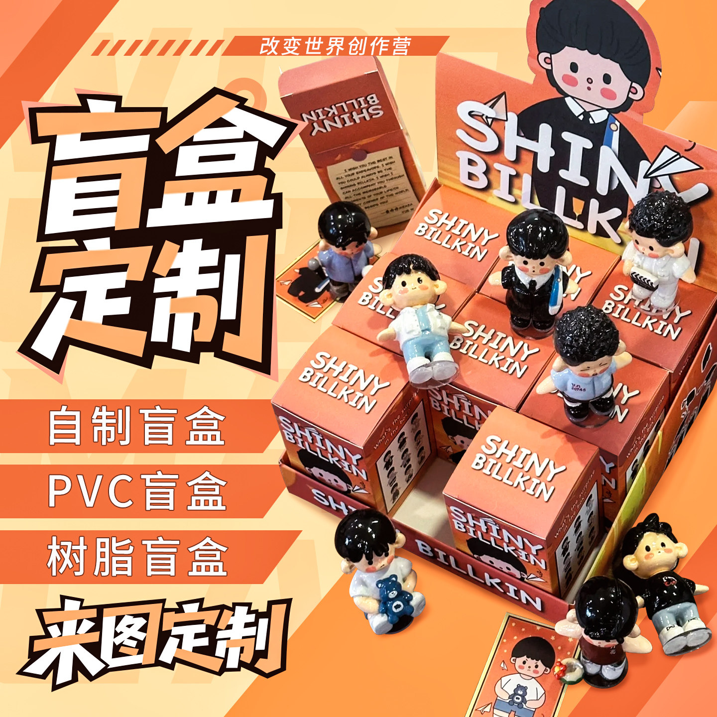 自制盲盒定制生日礼物真人物照片情侣个人偶Q版手办diy设计空盒子