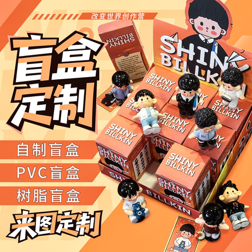 自制盲盒定制生日礼物真人物照片情侣个人偶Q版手办diy设计空盒子