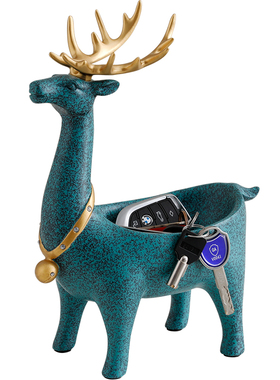 门口鞋柜摆件玄关钥匙收纳盒北欧风格鹿家里装饰品客厅茶几小摆设