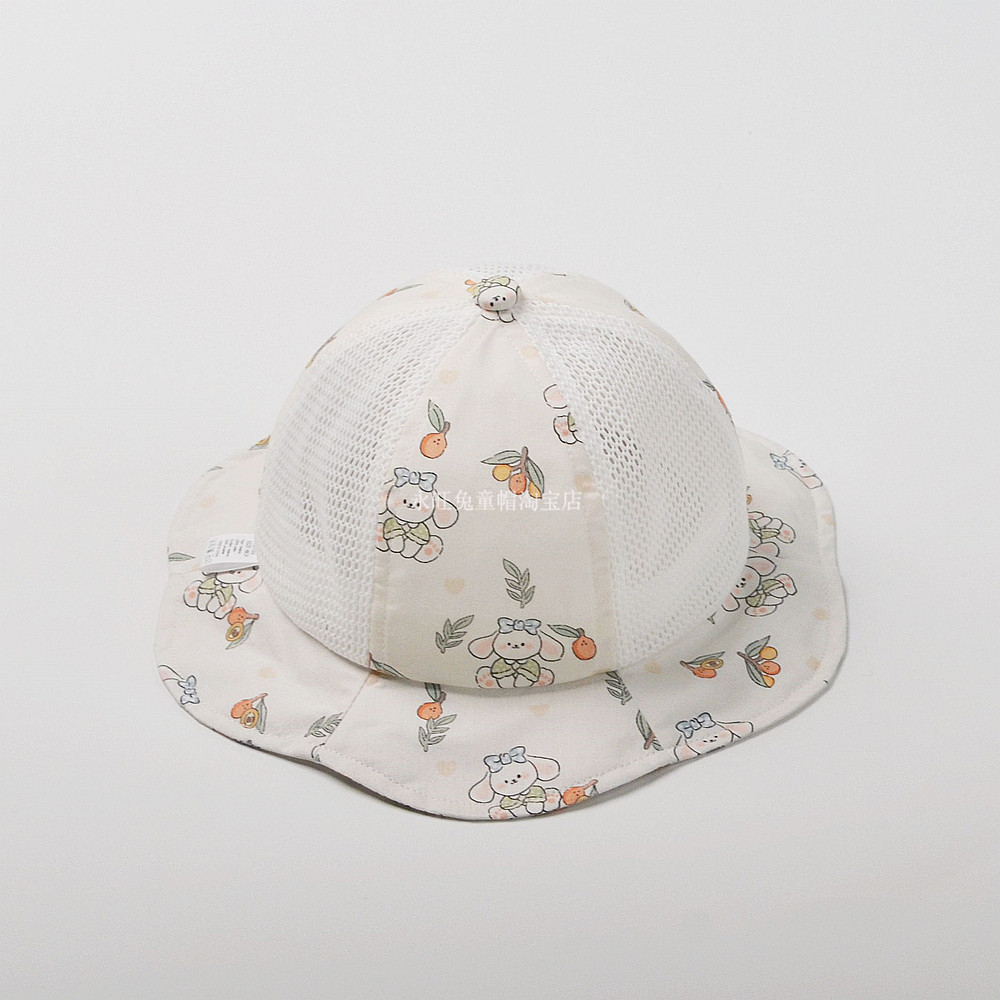 婴幼儿宝宝透气网眼拼布遮阳帽子春夏天女童透气纯棉防晒渔夫帽