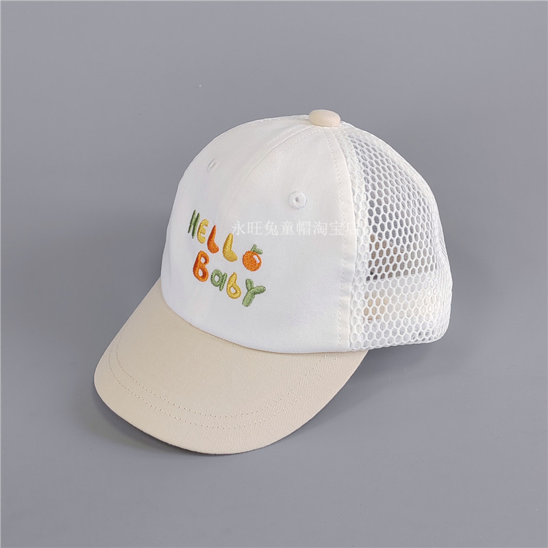新款儿童清新透气网眼防晒棒球帽春夏天男女童宝宝字母绣花鸭舌帽