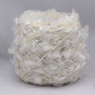 彩绒特色自混毛线 亮片马海毛+毛毛时装线白 毛衣围巾帽子包包DIY