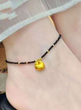 小胖福仿红色黑色尖晶石脚链手链精致百搭高级感