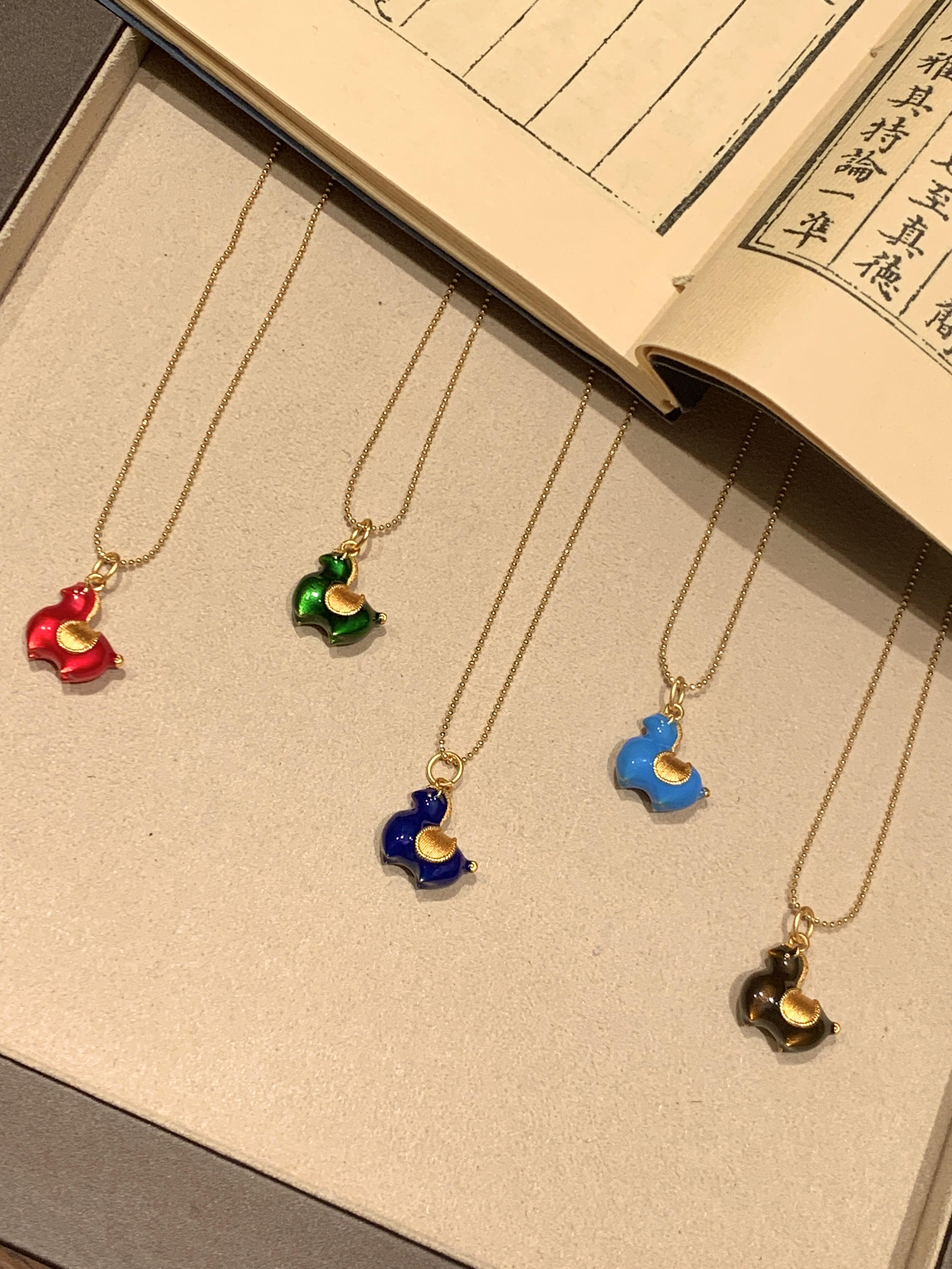 新中式金店同款仿真黄金点钻小马项链女款复古中国风锁骨链