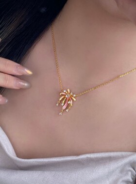 浪漫花火珐琅项链女轻奢小众高级感设计吊坠配饰锁骨链士饰品