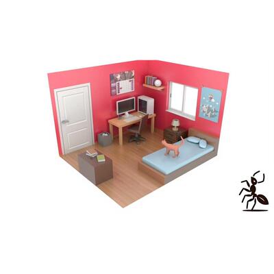 maya卡通室内模型37 3dmax房间obj+fbx材质b